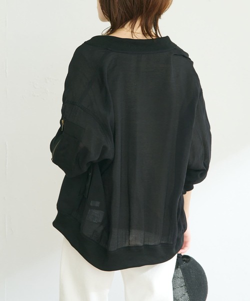 COLLAGE GALLARDAGALANTE(コラージュガリャルダガランテ)の「夏まで着るアウター/シアーMA-1(MA-1・レディース・ブラック/ライトベージュ・FREE)」の18枚目の写真