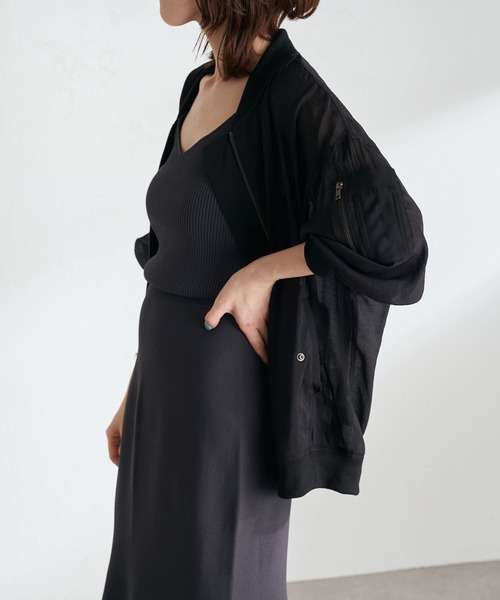 COLLAGE GALLARDAGALANTE(コラージュガリャルダガランテ)の「夏まで着るアウター/シアーMA-1(MA-1・レディース・ブラック/ライトベージュ・FREE)」の20枚目の写真