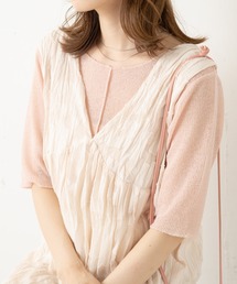 Kastane | 【WEB限定カラーあり】シアーリブ5分袖Tee(Tシャツ/カットソー)