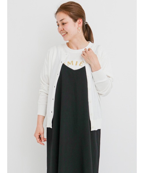 Lugnoncure(ルノンキュール)の「コットン天竺クルーネックカーディガン(カーディガン/ボレロ・レディース・ブラック/レッド/オフホワイト/グリーン・フリ-)」の2枚目の写真