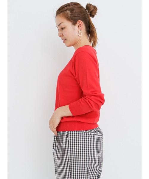 Lugnoncure(ルノンキュール)の「コットン天竺クルーネックカーディガン(カーディガン/ボレロ・レディース・ブラック/レッド/オフホワイト/グリーン・フリ-)」の10枚目の写真