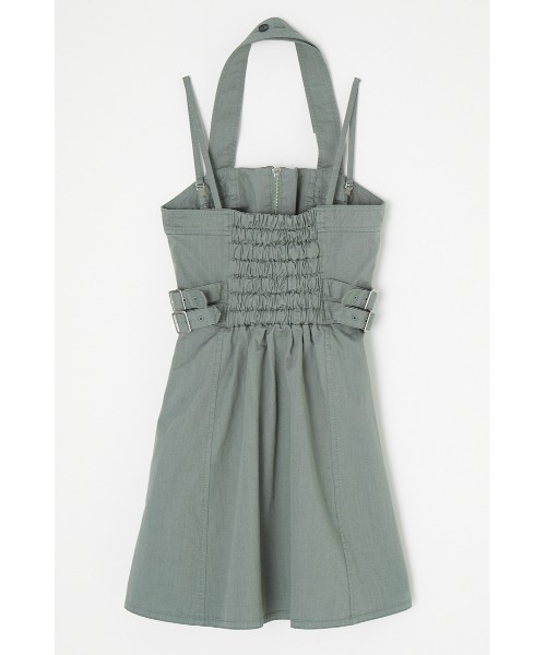 MOUSSY（マウジー）の「HALTER NECK JUMPER スカート（ジャンパースカート・レディース・ライトカーキ/キナリ/ブラック・2/1）」の9枚目の写真