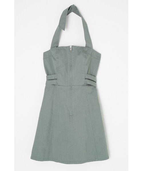 MOUSSY（マウジー）の「HALTER NECK JUMPER スカート（ジャンパースカート・レディース・ライトカーキ/キナリ/ブラック・2/1）」の10枚目の写真