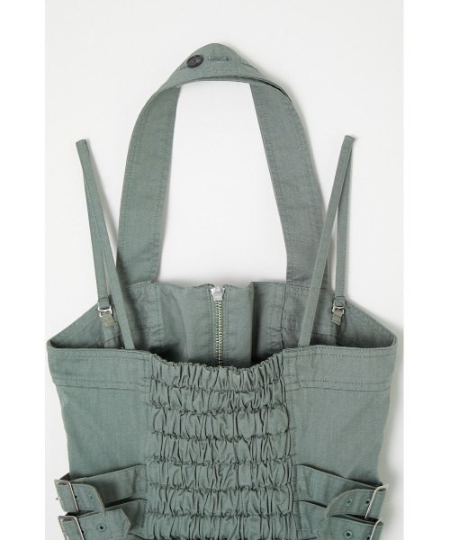 MOUSSY（マウジー）の「HALTER NECK JUMPER スカート（ジャンパースカート・レディース・ライトカーキ/キナリ/ブラック・2/1）」の12枚目の写真