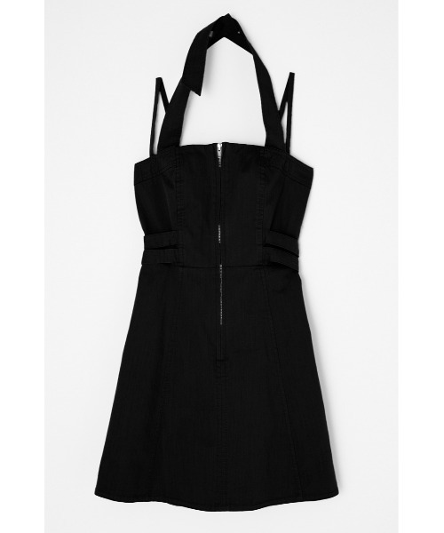 MOUSSY（マウジー）の「HALTER NECK JUMPER スカート（ジャンパースカート・レディース・ライトカーキ/キナリ/ブラック・2/1）」の7枚目の写真