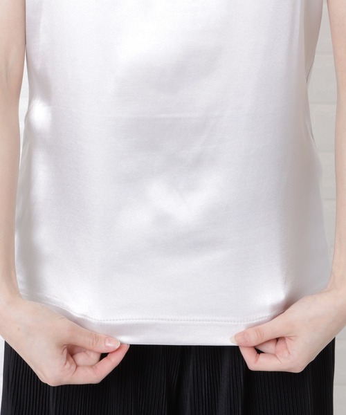 Lace Ladies(レースレディース)の「サテンキャミソール(Tシャツ/カットソー・レディース・ホワイト/ブラック/ベージュ/グレー/グリーン・M/L)」の7枚目の写真