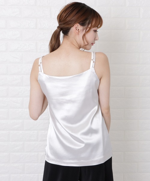 Lace Ladies(レースレディース)の「サテンキャミソール(Tシャツ/カットソー・レディース・ホワイト/ブラック/ベージュ/グレー/グリーン・M/L)」の10枚目の写真