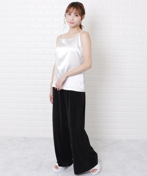 Lace Ladies(レースレディース)の「サテンキャミソール(Tシャツ/カットソー・レディース・ホワイト/ブラック/ベージュ/グレー/グリーン・M/L)」の9枚目の写真