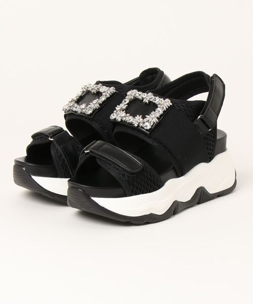 KOBE LETTUCE（コウベレタス）の「ビジューベルクロサンダル（サンダル・レディース・ホワイト/ブラック・L/LL/M/S）」の9枚目の写真