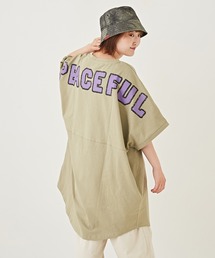 CUBE SUGAR（キューブシュガー）の「WEB限定OE天竺バックプリントチュニックTシャツ（Tシャツ/カットソー）」