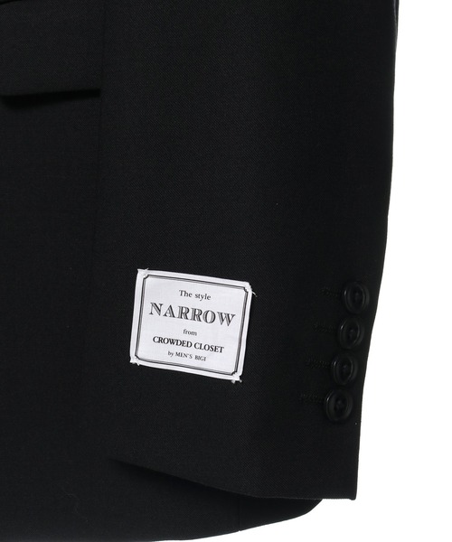 CROWDED CLOSET（クラウデッドクローゼット）の「NARROW TW綾ブラックスーツ/別売りベストあり/2ピースビジネスセットアップスーツ（スーツセット・メンズ・ブラック・01/02/03/04）」の3枚目の写真