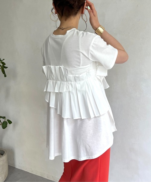 prose verse（プロズヴェール）の「フリルギャザーTシャツ（Tシャツ/カットソー・レディース・ブラック/オフホワイト・MEDIUM）」の22枚目の写真