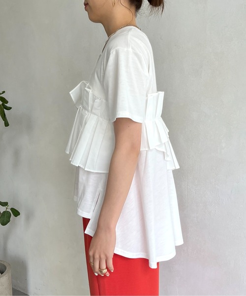 prose verse（プロズヴェール）の「フリルギャザーTシャツ（Tシャツ/カットソー・レディース・ブラック/オフホワイト・MEDIUM）」の19枚目の写真