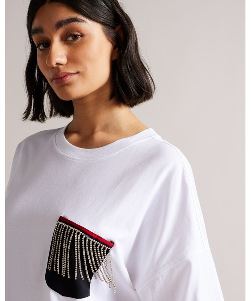 Ted Baker(テッドベーカー)の「ARIOSO フリンジポケット ホワイトTシャツ(Tシャツ/カットソー・レディース・ホワイト・S/M)」の3枚目の写真