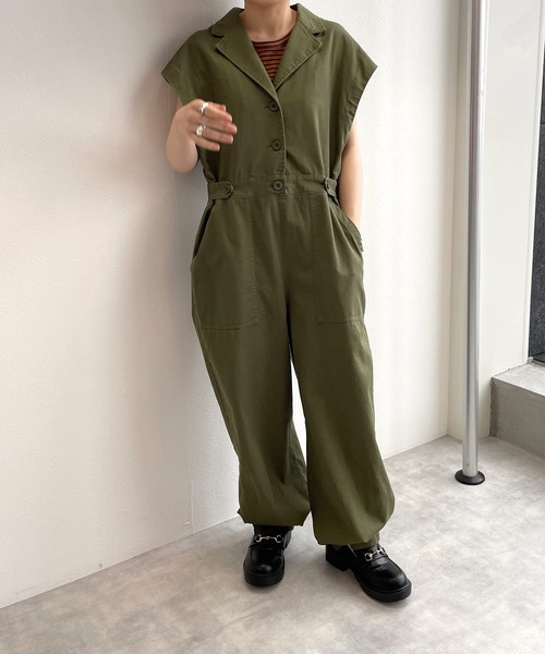 ガヴィル　オールインワン　　M　カーキ w closet（ダブルクローゼット）の「【2WAY】ボリュームスリーブ