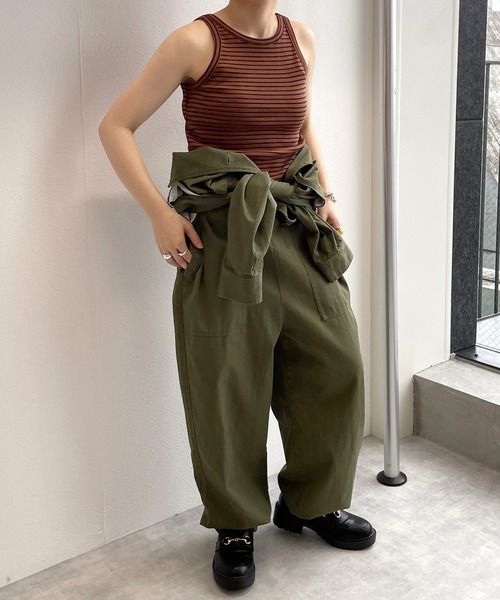 未使用 ダブルクローゼット ボリュームスリーブオールインワン 2way カーキ w closet（ダブルクローゼット）の「【2WAY】ボリュームスリーブ