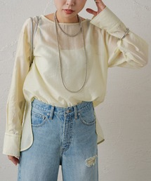 バックオープンボートブラウス