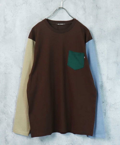 SHI-JYOMAN(シジョマン)の「【USコットン100%】ポケ付き無地長袖Tシャツ(Tシャツ/カットソー・メンズ・ベージュ系1/ブラック/ブルー/オフホワイト/チャコール/ホワイト系1/ホワイト系/グレー系1/ネイビー/ベージュ/ベージュ系/ブラック系/ネイビー系/ダークグリーン系/スモークピンク/ダークグリーン/ブラウン/グレー系/ブラウン系/杢グレー・M/L/XL)」の11枚目の写真