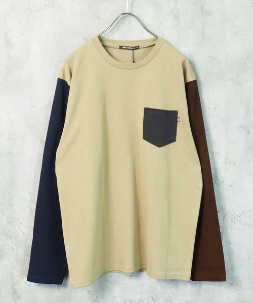 SHI-JYOMAN(シジョマン)の「【USコットン100%】ポケ付き無地長袖Tシャツ(Tシャツ/カットソー・メンズ・ベージュ系1/ブラック/ブルー/オフホワイト/チャコール/ホワイト系1/ホワイト系/グレー系1/ネイビー/ベージュ/ベージュ系/ブラック系/ネイビー系/ダークグリーン系/スモークピンク/ダークグリーン/ブラウン/グレー系/ブラウン系/杢グレー・M/L/XL)」の14枚目の写真