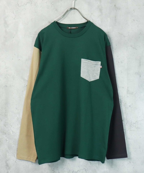 SHI-JYOMAN(シジョマン)の「【USコットン100%】ポケ付き無地長袖Tシャツ(Tシャツ/カットソー・メンズ・ベージュ系1/ブラック/ブルー/オフホワイト/チャコール/ホワイト系1/ホワイト系/グレー系1/ネイビー/ベージュ/ベージュ系/ブラック系/ネイビー系/ダークグリーン系/スモークピンク/ダークグリーン/ブラウン/グレー系/ブラウン系/杢グレー・M/L/XL)」の16枚目の写真