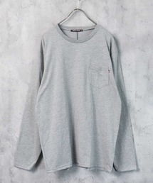 【USコットン100％】ポケ付き無地長袖Tシャツ