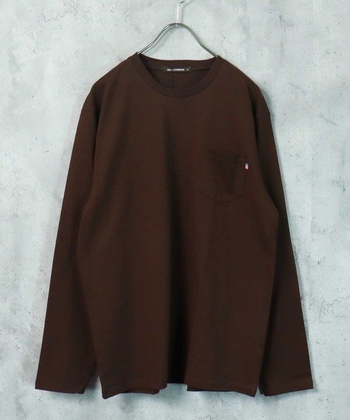 SHI-JYOMAN(シジョマン)の「【USコットン100%】ポケ付き無地長袖Tシャツ(Tシャツ/カットソー・メンズ・ベージュ系1/ブラック/ブルー/オフホワイト/チャコール/ホワイト系1/ホワイト系/グレー系1/ネイビー/ベージュ/ベージュ系/ブラック系/ネイビー系/ダークグリーン系/スモークピンク/ダークグリーン/ブラウン/グレー系/ブラウン系/杢グレー・M/L/XL)」の10枚目の写真
