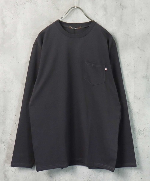 SHI-JYOMAN(シジョマン)の「【USコットン100%】ポケ付き無地長袖Tシャツ(Tシャツ/カットソー・メンズ・ベージュ系1/ブラック/ブルー/オフホワイト/チャコール/ホワイト系1/ホワイト系/グレー系1/ネイビー/ベージュ/ベージュ系/ブラック系/ネイビー系/ダークグリーン系/スモークピンク/ダークグリーン/ブラウン/グレー系/ブラウン系/杢グレー・M/L/XL)」の7枚目の写真