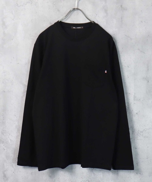 SHI-JYOMAN(シジョマン)の「【USコットン100%】ポケ付き無地長袖Tシャツ(Tシャツ/カットソー・メンズ・ベージュ系1/ブラック/ブルー/オフホワイト/チャコール/ホワイト系1/ホワイト系/グレー系1/ネイビー/ベージュ/ベージュ系/ブラック系/ネイビー系/ダークグリーン系/スモークピンク/ダークグリーン/ブラウン/グレー系/ブラウン系/杢グレー・M/L/XL)」の5枚目の写真