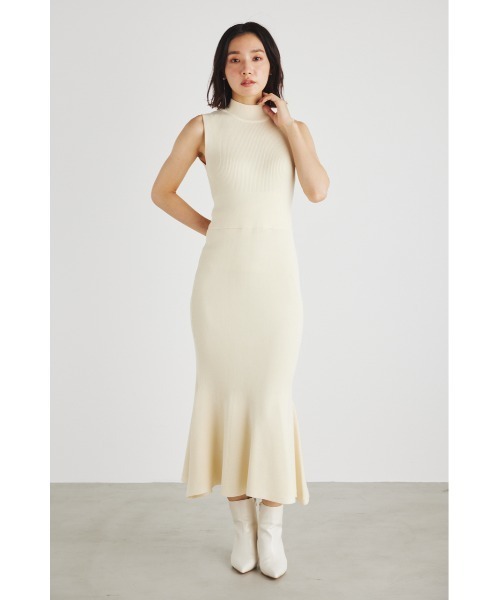 2色 セットアップ リブ ニット カシュクール ワンピース 長袖 1 rienda（リエンダ）の「カシュクールニットセットアップ