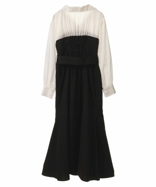 31 Sons de mode（トランテアン　ソン　ドゥ　モード）の「トレンチ風シャツドッキングベアワンピース（ワンピース・レディース・ブラック/ピンク/モカ・38/36）」の4枚目の写真