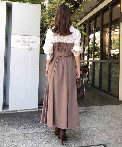 31 Sons de mode（トランテアン　ソン　ドゥ　モード）の「トレンチ風シャツドッキングベアワンピース（ワンピース・レディース・ブラック/ピンク/モカ・38/36）」の13枚目の写真