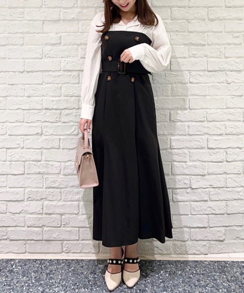 31 Sons de mode（トランテアン　ソン　ドゥ　モード）の「トレンチ風シャツドッキングベアワンピース（ワンピース・レディース・ブラック/ピンク/モカ・38/36）」の15枚目の写真