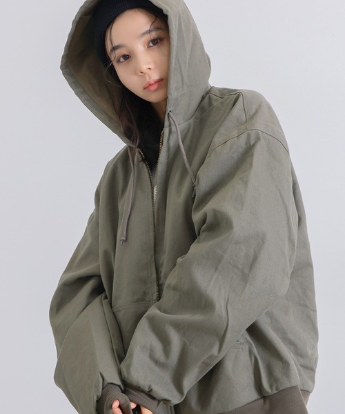 Dita Muaj.(ディータムアージュ)の「ダックブルゾンフードジャケット(Tシャツ/カットソー・レディース・カーキ/ブラック・FREE)」の4枚目の写真