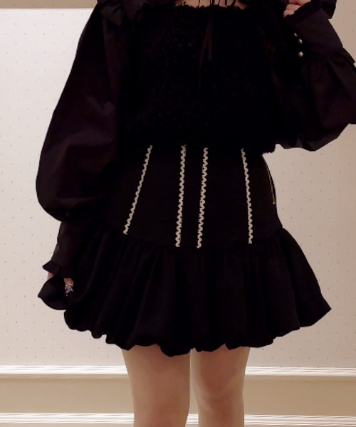 Swankiss（スワンキス）の「SX georgette whip S/K（スカート・レディース・ホワイト/ブラック・FREE）」の2枚目の写真