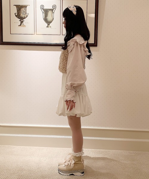 Swankiss（スワンキス）の「SX georgette whip S/K（スカート・レディース・ホワイト/ブラック・FREE）」の4枚目の写真