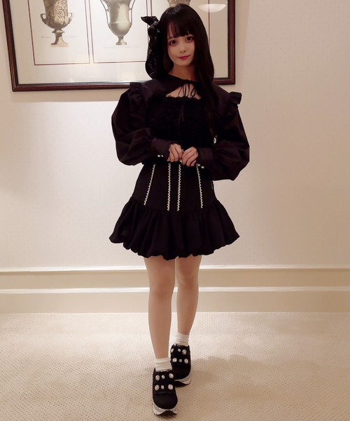 Swankiss（スワンキス）の「SX georgette whip S/K（スカート・レディース・ホワイト/ブラック・FREE）」の6枚目の写真