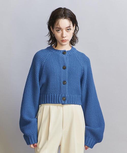 BEAUTY&YOUTH UNITED ARROWS（ビューティーアンドユースユナイテッドアローズ）の「ウールアクリル カノコ ショート カーディガン（カーディガン/ボレロ・レディース・コバルトブルー/オフホワイト/ブラック・FREE）」の4枚目の写真