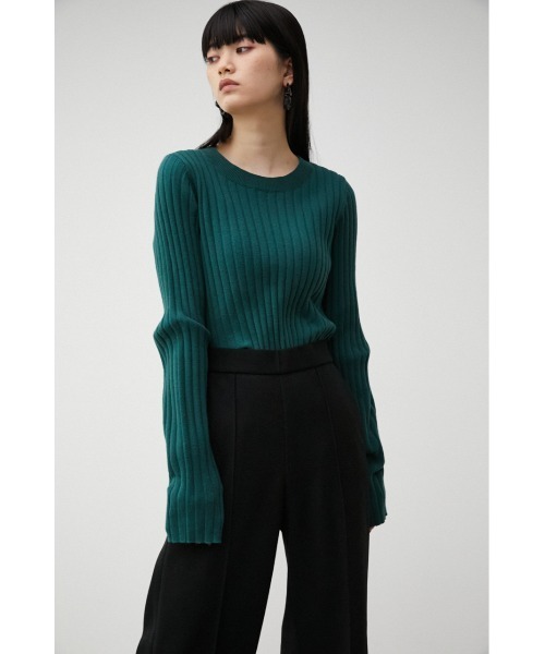 AZUL by moussy(アズールバイマウジー)の「THICK RIB CREW NECK KNIT/シックリブクルーネックニット(ニット/セーター・レディース・ブラック/オフホワイト/ダークグリーン/グレー・SMALL/MEDIUM)」の8枚目の写真