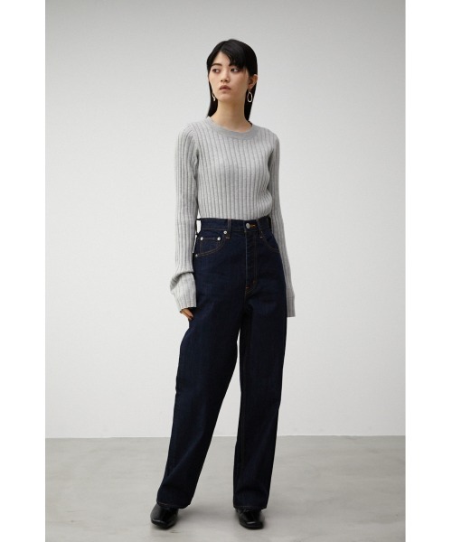 AZUL by moussy(アズールバイマウジー)の「THICK RIB CREW NECK KNIT/シックリブクルーネックニット(ニット/セーター・レディース・ブラック/オフホワイト/ダークグリーン/グレー・SMALL/MEDIUM)」の7枚目の写真