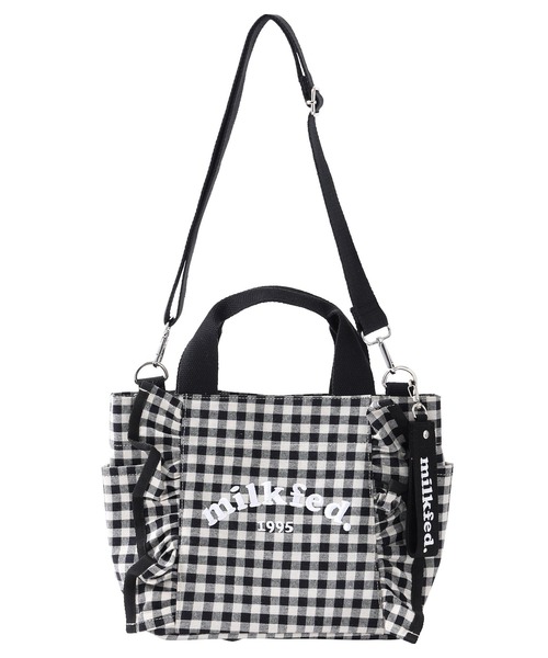 MILKFED.（ミルクフェド）の「CHECKERED RUFFLE MINI BAG（ショルダーバッグ・レディース・ブラック/ベージュ/レッド・ONE SIZE）」の2枚目の写真