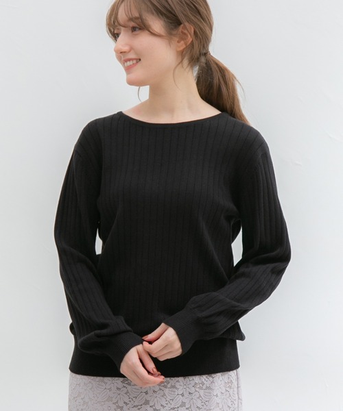 Honeys（ハニーズ）の「ワイドリブボートネック（ニット