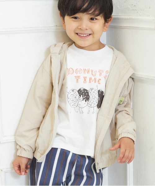 MAKE YOUR DAY（メイクユアデイ）の「ラインナイロンパーカー■80～140cm（ナイロンジャケット・キッズ・アイボリー/ネイビー/レンガ/サックスブルー・120/130/100/110/140/80/90）」の3枚目の写真