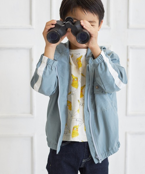 MAKE YOUR DAY（メイクユアデイ）の「ラインナイロンパーカー■80～140cm（ナイロンジャケット・キッズ・アイボリー/ネイビー/レンガ/サックスブルー・120/130/100/110/140/80/90）」の6枚目の写真