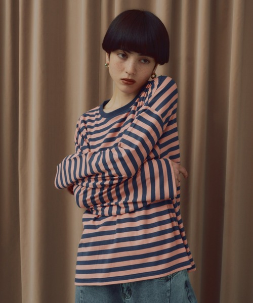 manana suerte（マニャーナスエルテ）の「ボーダーカットソー（Tシャツ/カットソー・レディース・ミント/ブルー/ピンク/ブラック・FREE）」の4枚目の写真