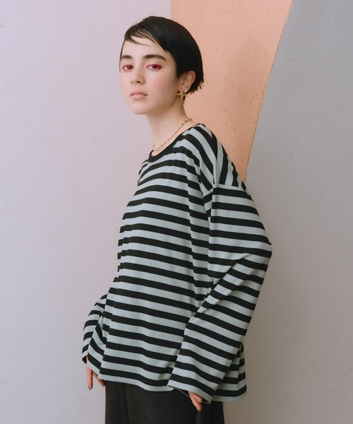 manana suerte（マニャーナスエルテ）の「ボーダーカットソー（Tシャツ/カットソー・レディース・ミント/ブルー/ピンク/ブラック・FREE）」の2枚目の写真