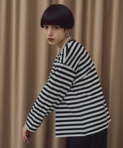 manana suerte（マニャーナスエルテ）の「ボーダーカットソー（Tシャツ/カットソー・レディース・ミント/ブルー/ピンク/ブラック・FREE）」の6枚目の写真