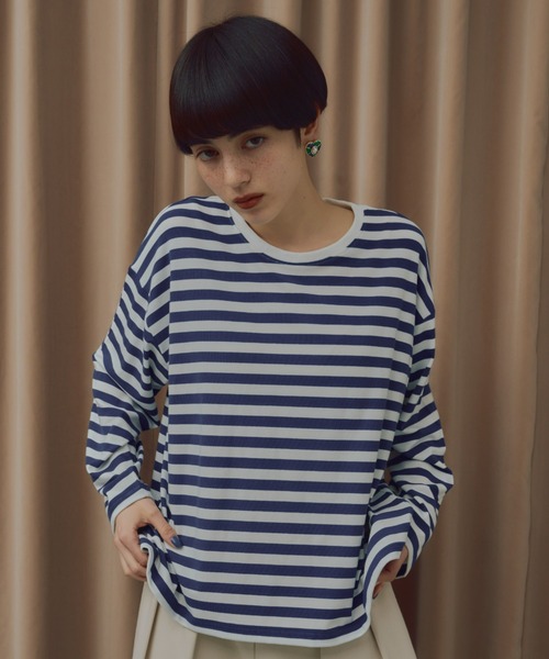 manana suerte（マニャーナスエルテ）の「ボーダーカットソー（Tシャツ/カットソー・レディース・ミント/ブルー/ピンク/ブラック・FREE）」の16枚目の写真