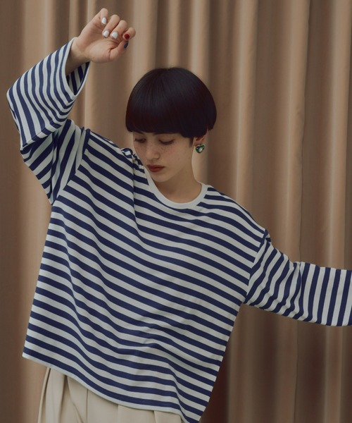 manana suerte（マニャーナスエルテ）の「ボーダーカットソー（Tシャツ/カットソー・レディース・ミント/ブルー/ピンク/ブラック・FREE）」の17枚目の写真