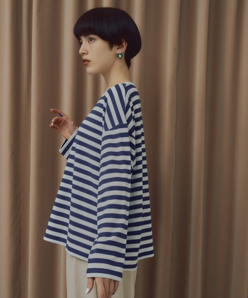 manana suerte（マニャーナスエルテ）の「ボーダーカットソー（Tシャツ/カットソー・レディース・ミント/ブルー/ピンク/ブラック・FREE）」の18枚目の写真