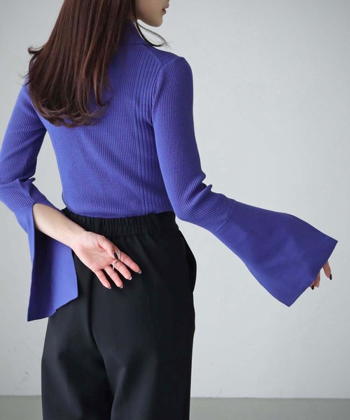 cheriella(シェリエラ)の「【cheriella】WEB限定ポロリブニット(ニット/セーター・レディース・ブラック/カーキ/オフホワイト/ブルー・M)」の10枚目の写真